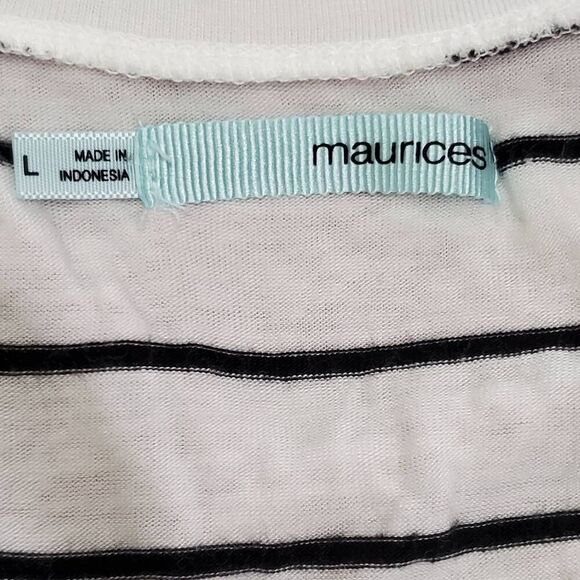 Maurices Large White Navy Stripe V-Neck SS Tunic - Picture 5 of 8